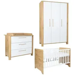 Babyzimmer 3er-Set Marlon, mehrfarbig - Komplettset für das Kinderzimmer mit Softclose-Funktion und haptischer Dekoroberfläche, ideal für eine sichere und stilvolle Babyausstattung.