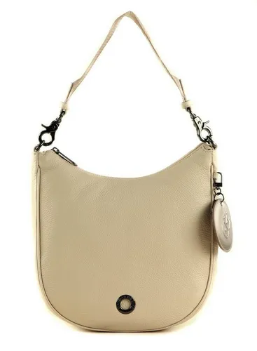 Mandarina Duck Schultertasche Weiß (Papyrus) Mellow Leder - Damen-Henkeltasche aus weichem Strukturleder mit abnehmbarem Schultergurt und praktischem Reißverschluss – stilvoll und vielseitig für jeden Anlass.