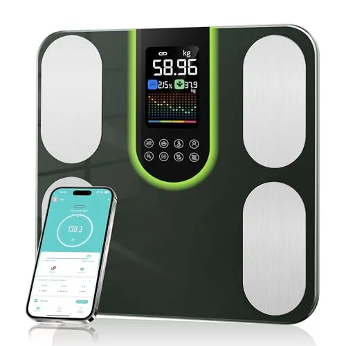 Körperfettwaage, Smart Waagen mit körperfett und muskelmasse, BMI, Viszerales Fett, Körperwasser(20 Körperwerte)