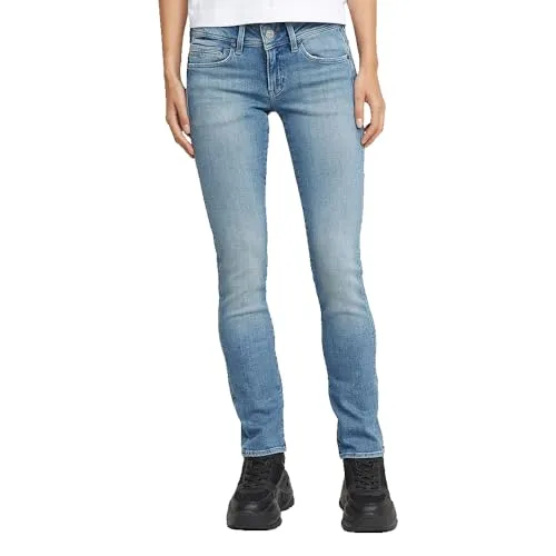 G-Star Damen Midge Slim Straight Jeans, Blau - Stylische Slim Straight Jeans mit 5 Taschen und verstellbarem Bund für perfekten Sitz. Ideal für Alltag und Freizeit.