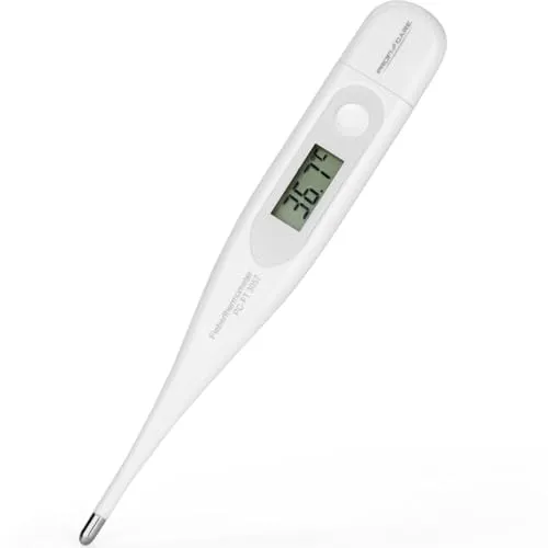 Clatronic Fieberthermometer PC-FT 3057 - Messbereich 34-42°C, LCD-Display, einfache Ein-Tasten-Bedienung und akustisches Endsignal für schnelle Ergebnisse