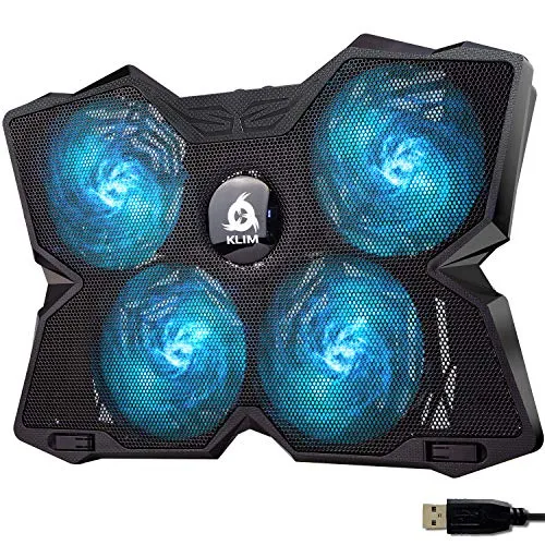 KLIM Wind Laptop Kühler - Stabiler und leiser Laptop Cooling Pad mit 4 Lüftern - Laptop-Ständer mit 4 leistungsstarken Lüftern für optimale Kühlung, ideal für PCs, Macs, Xbox und PS4. Kompatibel mit 11-19 Zoll Laptops und bietet 30 Tage Rückgaberecht sowie 5 Jahre Garantie.