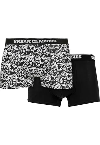 Urban Classics Organic Boxer Shorts 2-Pack Detail AOP+Black XL