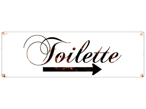 METALLSCHILD Shabby Blechschild Vintage TOILETTE PFEIL RECHTS Türschild WC Bad