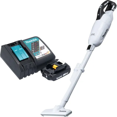Makita DCL 281 FRA1W Akku Staubsauger 18 V - Leistungsstarker Akku Staubsauger mit Brushless-Motor, ideal für kabellose Reinigung und hohe Effizienz. Inklusive 1x 2,0 Ah Akku und Ladegerät.