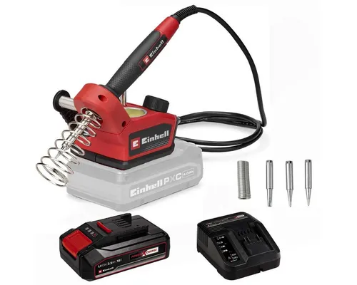 Einhell Akku-Heißluftgebläse TE-SI 18/480 Li E - Flexibel & Leistungsstark - Mobiler Akku-Lötkolben für vielseitige Anwendungen: Ideal zum Weichlöten von Platinen, Kabeln und mehr. Mit präziser Temperaturregelung und LED-Statusanzeige für optimale Kontrolle. Inklusive Zubehör und einfache Handhabung.