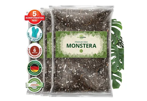 OraGarden Spezialerde für Monstera - Blumenerde speziell für Monstera-Pflanzen, schützt vor Über- und Unterwässerung und sorgt für optimalen Wasser- und Luftaustausch.