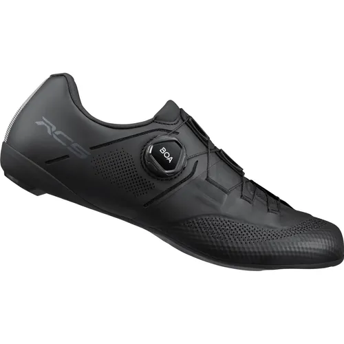 Shimano RC503W Rennrad-Fahrradschuhe, schwarz - Fahrradschuhe mit BOA® Fit System für optimale Passform, carbonfaserverstärkter Zwischensohle und 23% recyceltem Material. Ideal für Rennradfahrer, die Leistung und Komfort suchen.