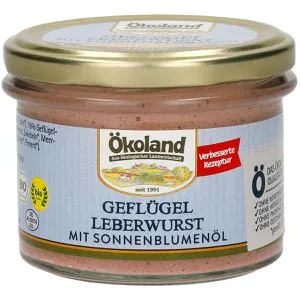 Ökoland Wurstkonserve Geflügel Leberwurst, BIO, Puten-/Hähnchenfleisch, 160 g