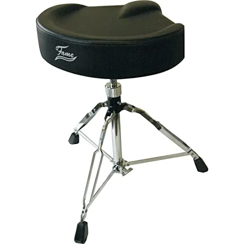 Fame D9002 Drumhocker - Drum-Hocker mit doppelstrebiger Stabilität und verstellbarer Höhe von 470-660mm, ideal für Doublebass-Virtuosen, bietet maximalen Komfort und perfekten Halt bei intensivem Spiel.