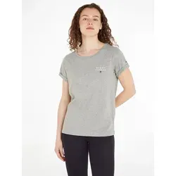 Tommy Hilfiger Damen T-Shirt Kurzarm Rundhalsausschnitt, Grau (Light Grey Heather), S - T-Shirts für Damen, hochwertiges 100% Baumwollmaterial für optimalen Tragekomfort und stilvolles Design, perfekt für jeden Anlass.