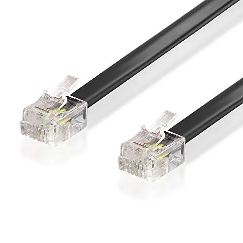 BestPlug 20 Meter Modular Telefon Kabel, RJ11 Stecker auf RJ11 Stecker, Schwarz