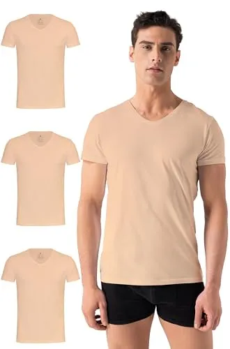 Burnell & Son Herren T-Shirt 3er Pack V-Ausschnitt - Stretch Baumwolle Basic - Hochwertiges 3er Set V-Ausschnitt T-Shirts aus weicher Baumwolle. Ideal für jeden Anlass, ob als Unterhemd oder lässiges Shirt. Flexibel, atmungsaktiv und langlebig für höchsten Tragekomfort.