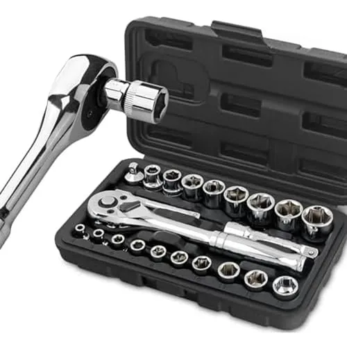 Hi-Spec Steckschlüsselsatz – 22-tlg. Ratschenschlüssel Set & Werkzeug Set mit Ratsche, Verlängerung und 1/4- & 3/8-Zoll-Antrieb für Heimwerker, Auto & DIY-Reparaturen