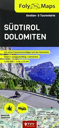 FolyMaps Südtirol Dolomiten 1:250 000: Straßen- und Tourenkarte