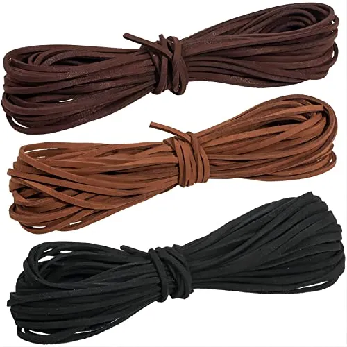 Stücke Lederschnur Flach 3mm Lederband Eckig Kunstlederband zum Basteln 10 Meter Kunstleder Seil für DIY Halskette Armband Schmuck Traumfänger Geschenkverpackung Schwarz Dunkelbraun Braun 3