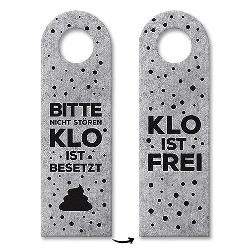 Toiletten Türhänger mit Spruch: Klo ist besetzt oder Klo ist frei in Grau stören