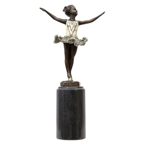 Aubaho Bronzeskulptur Ballerina im Antik-Stil - Elegante Bronzeskulptur einer Ballerina auf einer Steinplinthe, handgefertigt für ein einzigartiges, antikes Flair. Ideal für stilvolle Dekoration. Maße: 16,1 x 31,8 x 7,8 cm, Gewicht: 1,9 kg.