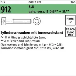 DIN 912/ISO 4762 Zylinderkopf-Schaftschraube 8.8 M 3 x 6 gal Zn DiSP + SL - Maschinenschrauben: Hochwertige Zylinderschrauben mit Innensechskant, ideal für präzise Anwendungen und langlebige Verbindungen - 500 Stück im Set.