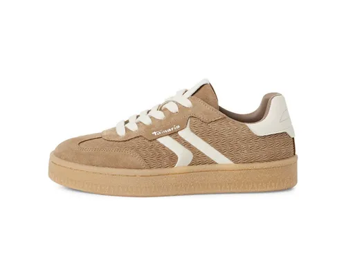 Tamaris Schnürer Damen sportlich beige, EU 39 - Damen-Sneaker mit innovativen COMFORT-Lining und TOUCH-IT Technologien für maximalen Tragekomfort und optimale Anpassung. Die herausnehmbare Sohle und flache Laufsohle sorgen für ein angenehmes Tragegefühl im Alltag.