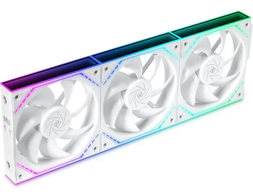 Thermalright TL-M12QW X3 120mm ARGB PWM PC-Lüfter Weiß, 3er-Pack | Infinity-Mirror-ARGB, Daisy-Chain-Kabel, 2000RPM PWM-Steuerung und S-FDB-Lager für Gehäuse oder Radiator