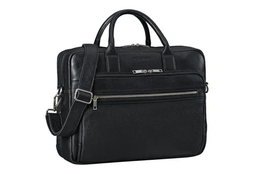 STILORD 'Dawson' Leder Aktentasche mit Laptopfach 15,6 Zoll in schwarz von STILORD