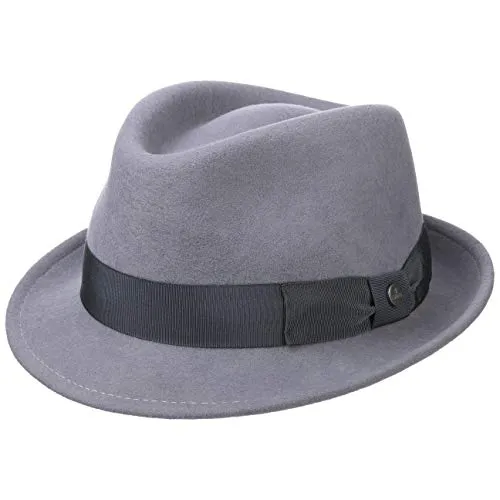 LIERYS Classic Wool Trilby Hut Damen Herren Wollfilz Outdoor wasserabweisend Packable Fedora Sommer Winter grau S (54-55 cm)