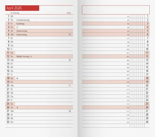 rido ide Taschenkalender Ersatzkalendarium TM11 2026 von BRUNNEN