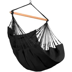 Hängestuhl Habana Onyx schwarz - Hängematte aus Bio Baumwolle, ideal für Erwachsene mit bis zu 130 kg Tragkraft. Bequem und ohne Gestell, perfekt für entspannte Stunden im Garten oder auf dem Balkon.