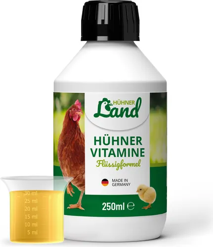 HÜHNER Land Hühner Vitamine 250ml – Flüssiges Vitaminkonzentrat für Geflügel - Hühner Vitamine in Flüssigform für eine optimale Vitaminversorgung von Hühnern, Wachteln und Geflügel. Unterstützt Wachstum und Vitalität mit essentiellen Vitaminen in hochwertiger Qualität.