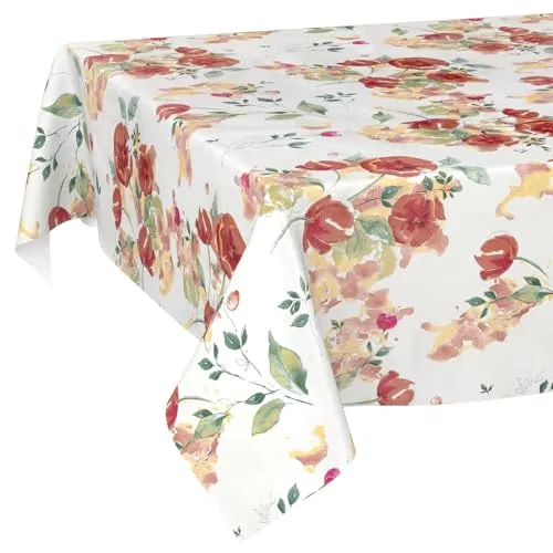 Wachstuchtischdecke Tischdecke abwaschbar Wachstischdecke pflegeleicht wasserabweisend Lotuseffekt Gartentischdecke Mohnblumen 90 x 130 cm Schnittkante