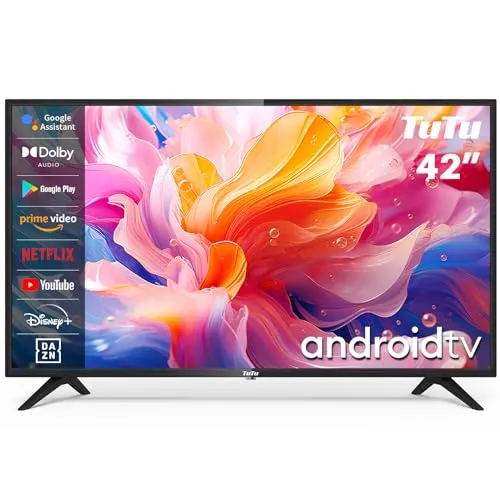 TuTu 42 Zoll Full HD Android TV (TUS42FD1A) - Fernseher mit Full HD-Auflösung, integriertem Chromecast und Android TV für grenzenloses Streaming und brillante Bildqualität. Ideal für jedes Zuhause!