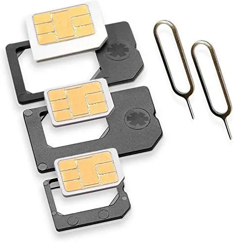 Nano Sim und Micro Sim Adapter KOMPLETT-SET (5er-SET) - Werkzeug & Zubehör für Handy-SIM-Karte – Hochwertige und flexible Adapter für alle SIM-Kartenformate, ideal für jeden Handybesitzer.