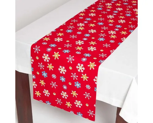 Homescapes Tischläufer Tischläufer rote Schneeflocken 100% Baumwolle
