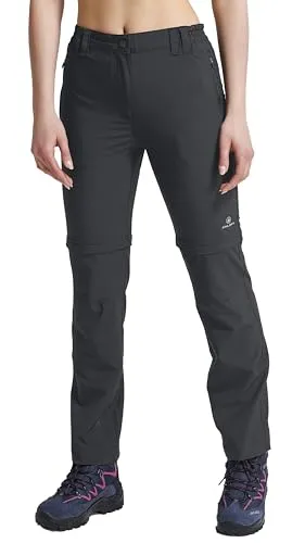 ATHL DPT. Damen Funktionelle Wanderhose/Lange Trekkinghose mit abnehmbaren Beinen als Wandershorts, lang Zip-Off Grau, Gr. 40