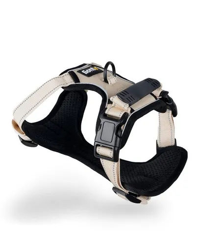 lionto Hunde-Geschirr Hundegeschirr gepolstert und reflektierend, beige, Größe S