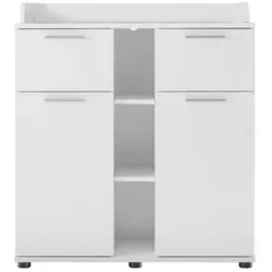 Mid.you Wickelkommode in Weiß, 4 Fächer & 2 Schubladen - Wickeltisch mit viel Stauraum: 4 Fächer und 2 Schubladen für Ordnung im Babyzimmer. Ideal für frische Windeln und Wechselkleidung, passt perfekt zu jedem Einrichtungsstil.