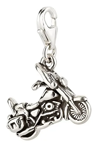 7K Unisex Charm Anhänger Motorrad aus 925 Sterling Silber (19x15mm)