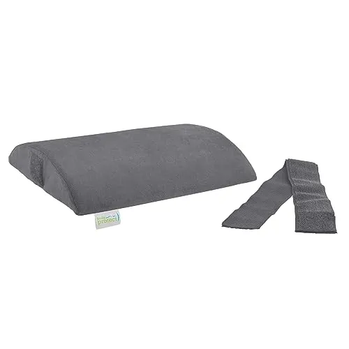 Bodyprotect Rückenkissen mit weichem Mikroplüsch Bezug, Halbrolle, Orthopädisches Kissen, Fixierbar mit Klettverschluss, Memory Foam, 30 x 28 x 6 cm, grau