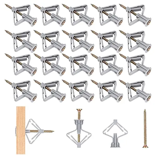 Stück Gipskarton-Dübel und Schrauben Set (60 Anker + 60 Schrauben), Gipskarton-Befestigungsschrauben mit Schmetterlingsexpansions-Wandankern für Hohlwandmontage 120