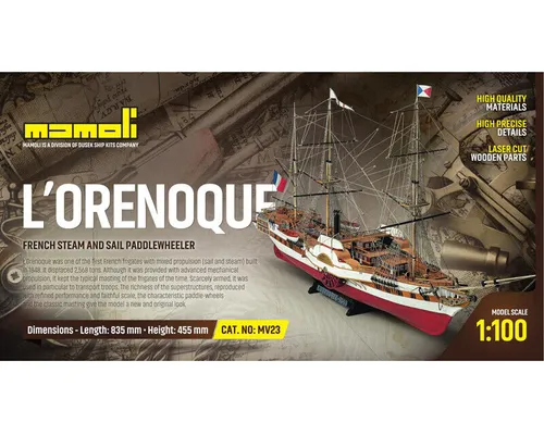 L'Orenoque Bausatz 1:100 Mamoli - Historisches Schiffsmodell mit Lasertechnik