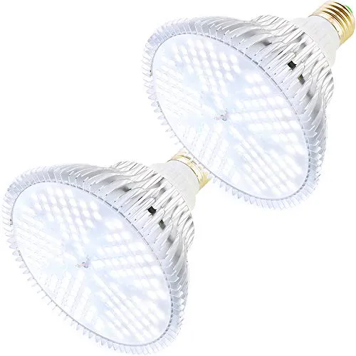 MILYN 100W 2er-Pack LED Pflanzenlampe | E27 Weiß Vollspektrum Grow Light für schnelles, gesundes Pflanzenwachstum | Ideal für Garten, Gewächshaus, Zimmerpflanzen, Sämlinge, Gemüse & Blumen