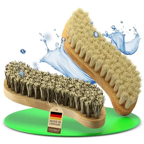 FEINHOLZ 2er Set Wurzelbürste mit Naturborsten hart & weich, plastikfrei Made in Germany, Reinigungsbürste, Scheuerbürste , Teppichbürste, Putzbürste, Schrubber, Bürste Reinigung, cleaning brush