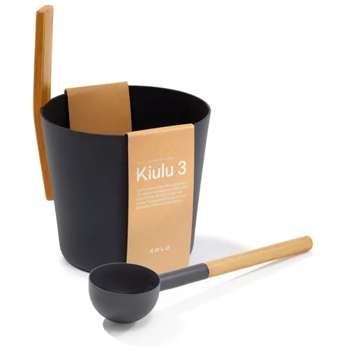 Spar-SET> KOLO Sauna Kübel 3 + Kelle, schwarz | Saunazubehör aus Finnland