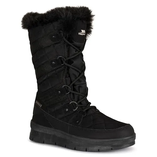 Trespass Evelyn Damen Schneestiefel - Wasserdicht und gefüttert, Schwarz, 36 EU - Wasserdichte Damen-Schneestiefel mit Fleece-Futter für optimalen Komfort bei kaltem Wetter. Ideal für winterliche Abenteuer, bieten sie zuverlässige Wärme und Schutz bei Schnee und Regen.