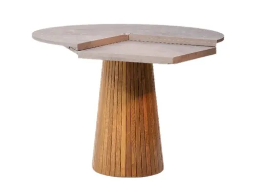 Esstisch Rundtisch Marmoroptik mit Ausklappbarem Säulenfuß - Moderner Esstisch in Marmoroptik, aus Holz, mit ausklappbarer Platte für bis zu 4 Personen. Ideal für den Innenbereich, pflegeleicht und stilvoll.