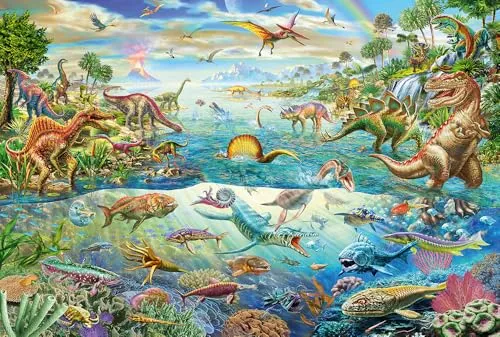 Schmidt Spiele 56253 Entdecke die Dinosaurier, 200 Teile Kinderpuzzle