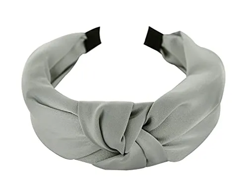 axy Haarreif mit Knoten und Satin bezogen-Vintage-Wunderschön Stirnband Haarschmuck Damen Haarreifen HR35A (Grau)