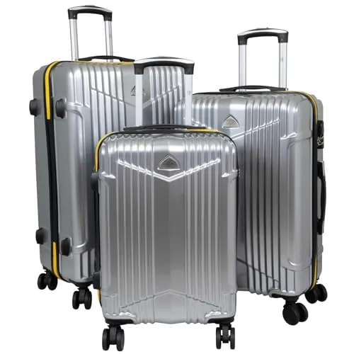 Kofferset Trolleyset 3-teilig Daytona Polycarbonat Hartschale Silber - Trolleys aus robustem Polycarbonat, beidseitig bepackbar mit 4 leichtgängigen Doppelrollen und integriertem Zahlenschloss für Sicherheit. Ideal für Reisen mit hohem Komfort.