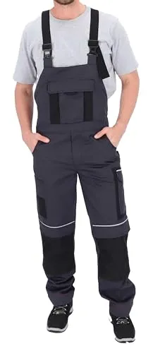 ELIWORX Latzhose Herren mit Stretch – Lange Arbeitshose für Männer mit Werkzeugtaschen – Robuste Arbeitskleidung für Handwerk, Bau & Heimwerker – bequem & strapazierfähig - Anthrazit - 48